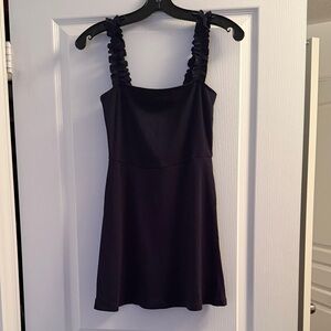 Sunday Best Navy Ruffle Strap Mini Dress